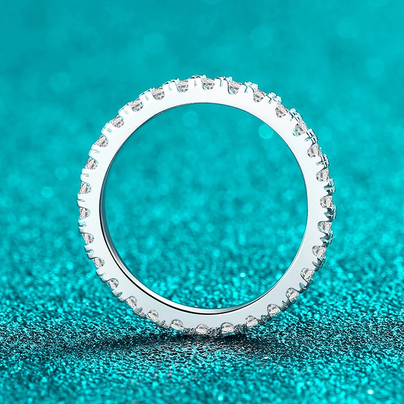 NeeTim D Color 1.5mm 2mm Full Moissanite Ring for Women Sterling Silver 925 with Gold Plated Wedding Bridal Band Rings Jewelry