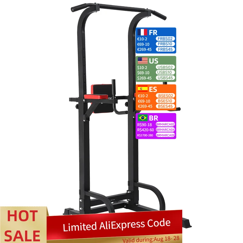 Equipo de Fitness para el hogar en interiores, máquina de inmersión de dominadas directa de fábrica, estación asistida cargada con placa de entrenamiento de barra doble individual