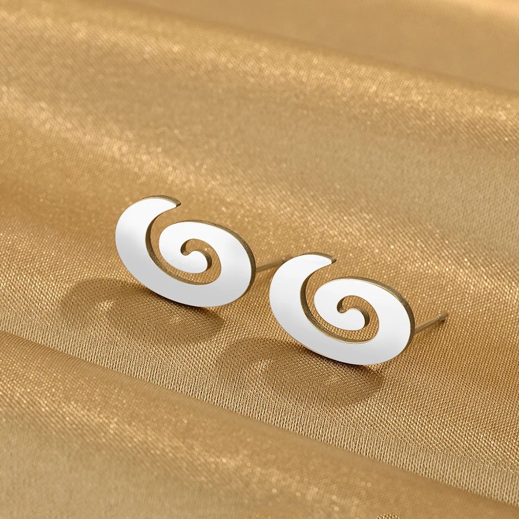 Todorova Stainless Steel Spiral Stud Earrings for Women Men Minimalist Jewelry Fashion Birthday Party Gift