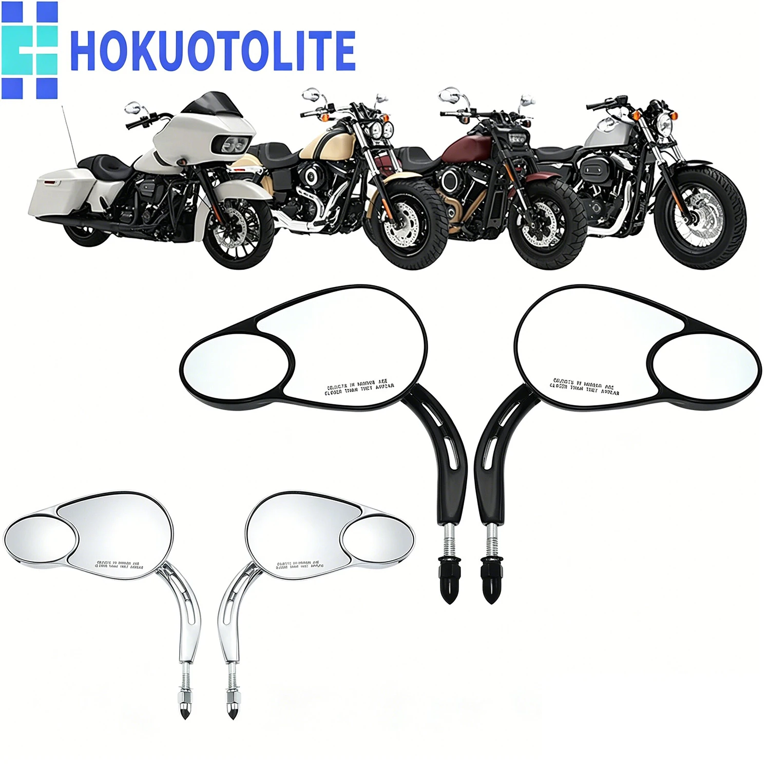 Motorcycle Rearview Mirrors Split Vision Side Mirrors For Harley Sportster Dyna Softail CVO Touring Road King Electra Glide