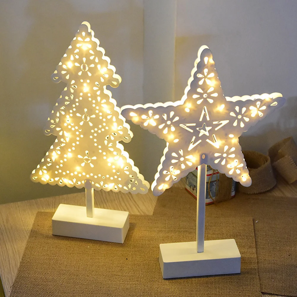

2pcs Led Christmas Tree Night Light Decorative Lamp Portable Durable Safe Warm Atmosphere Home Bedroom Party Desktop Decoration