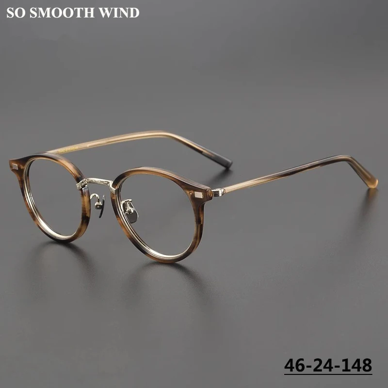 

Handmade Retro Round Eyeglasses Frame Titanium Ultra-light Men Women Optic Glasses Frames Designer Blue Light Spectacles Eyewear