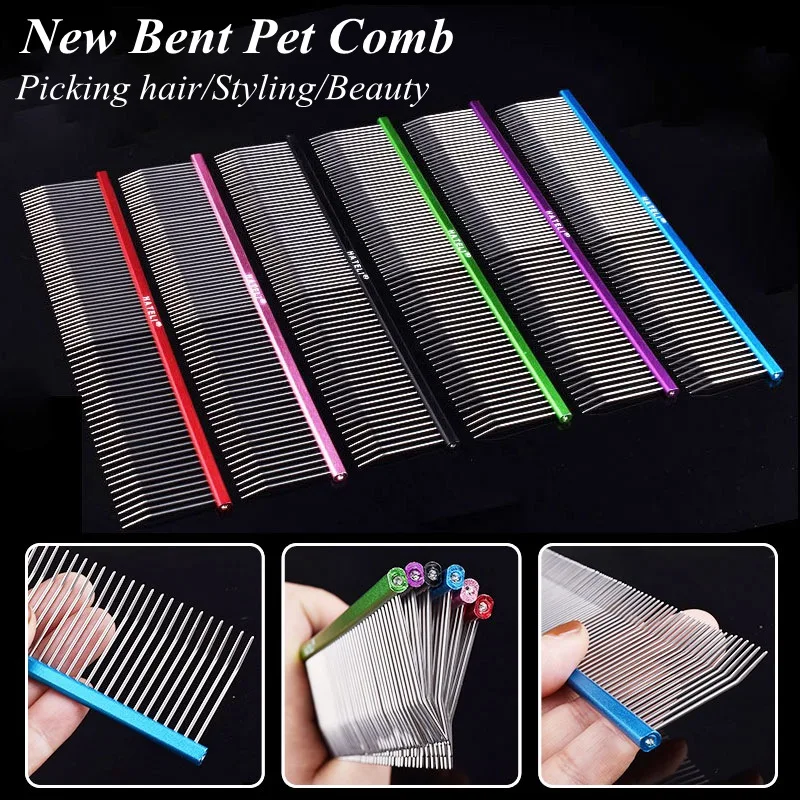 Pet Grooming Comb With Curved Hook, Deep Hair Picking And Fluffy Texture Comb, Pet Trainer Beauty, Curved Teeth Comb 19/22cm