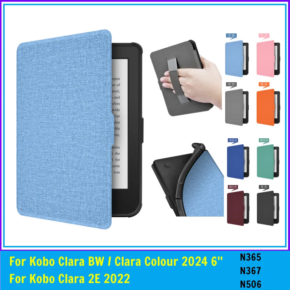 

Чехол с ремешком для Kobo Clara Color BW 2E 6 дюймов 2024/2022 Release N367 N365 Легкий чехол Smart Cover для Kobo Clara 2E 6 дюймов N506