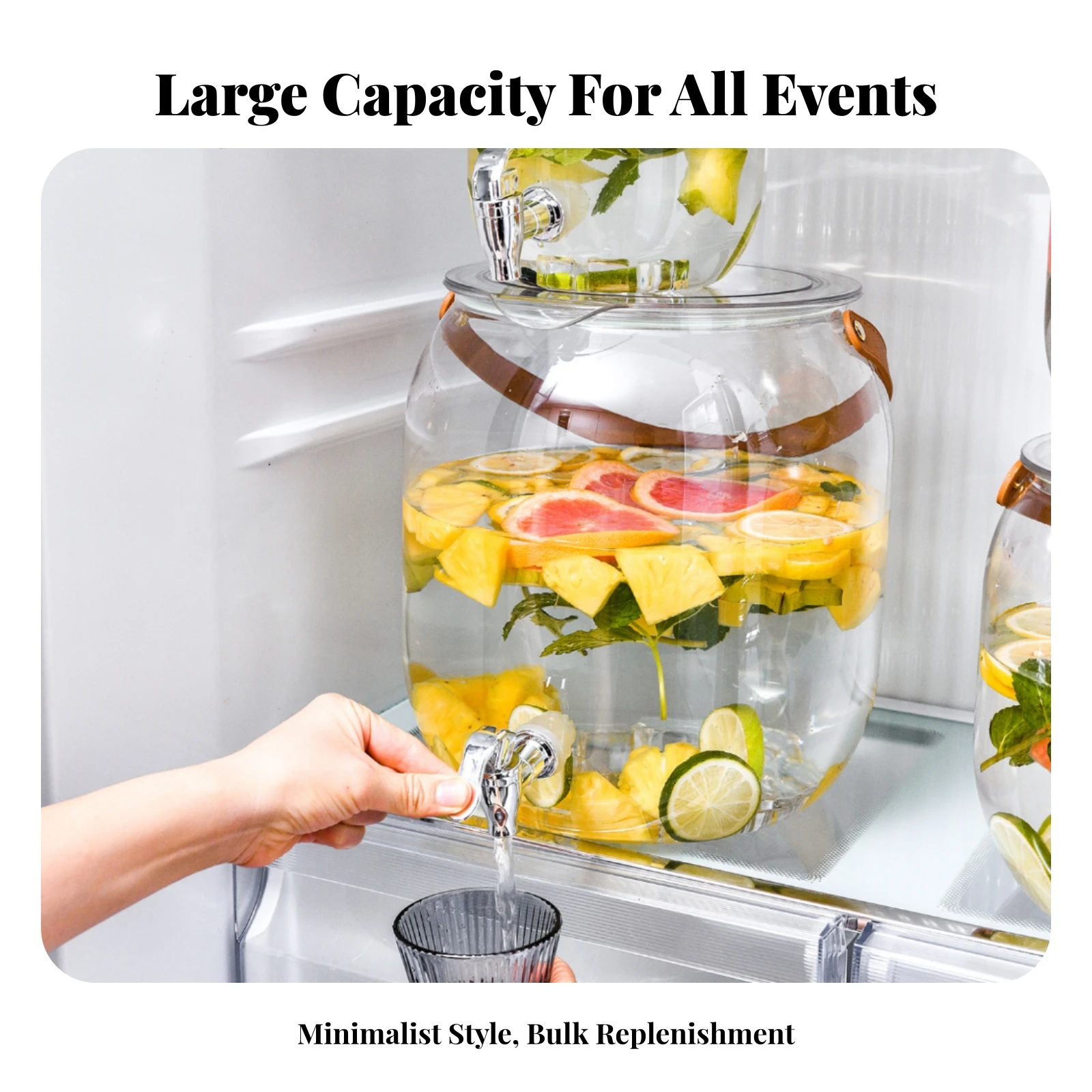 Glass Beverage Dispenser with Spigot Self-Serve Glass Drink Dispenser with Lid Glassware Cold-Use Container Food Grade for Hosts view 5