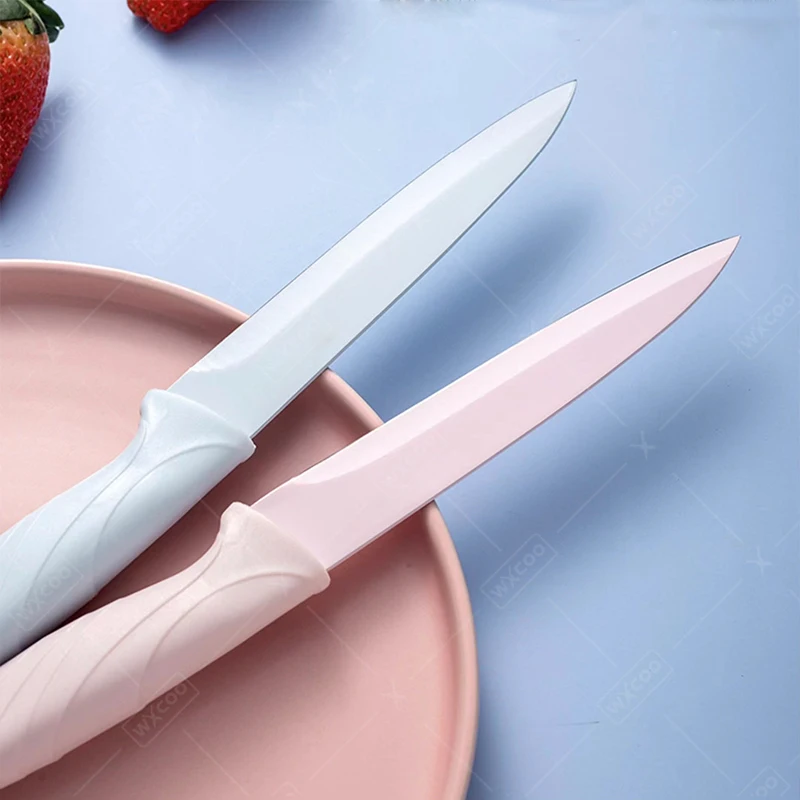 3-color Fruit Knives Sharp Pocket Kitchen Fruit Knife Stainless Steel Knife with Non-slip Handle Paring Knife Kitchen Tools