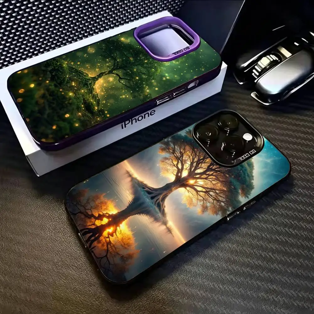 

World Life Tree Mobile Phone Case For iPhone 17,16,15,14,13,12,11 Plus,Pro Max,XS,Colorful Silver Phone case Funda Cover