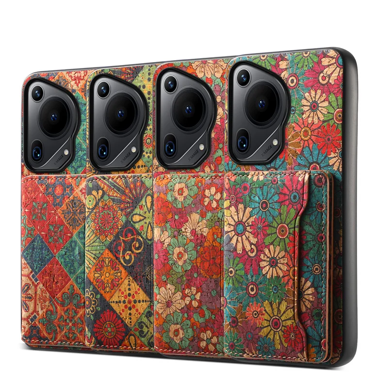 Flower Figure Leather Magnetic Wallet Phone Case For Huawei Pura 70 70Pro P60 Mate 70 60 50 40 30 Nova 12 11 Holder Back Cover