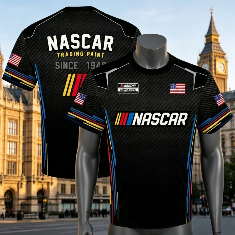 Camisetas de entrenamiento con cuello redondo para hombre, uniforme deportivo con bandera a cuadros de NASCAR, camiseta transpirable de secado rápido, camiseta informal unisex para niños y familia