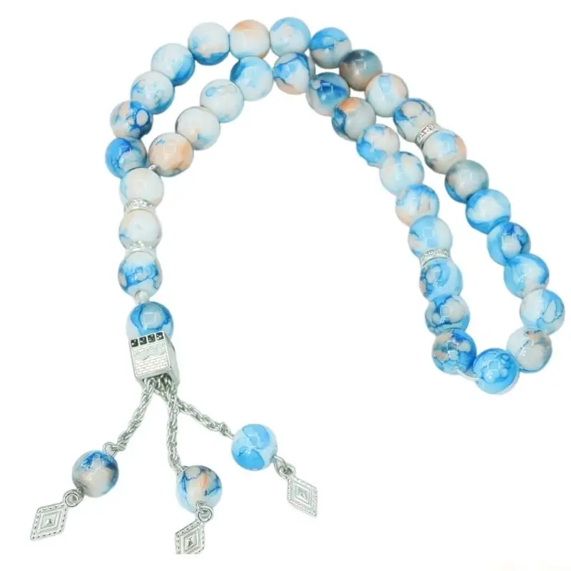 31BF Elegant Ceramic Glass Rosary Necklace 33 Beads Beaded Handchain Religious Wrist Accessory For Daily Wear And Prayer
