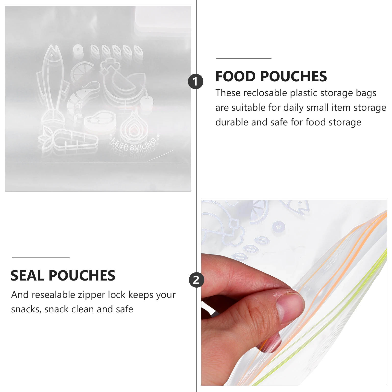 

30pcs Bags Transparent Sealed Snacks Bags Pouches Washable Snack Storage Heavy Duty Safe Food Pouches Container