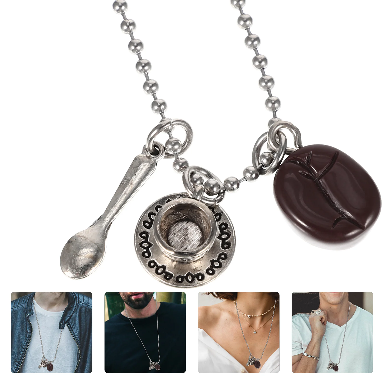 Elegante Vintage Legierung Lange Pullover Kette Kaffeetasse Anhänger Halskette Retro Anhänger Kette für Frauen und Männer Lange Pullover Halskette