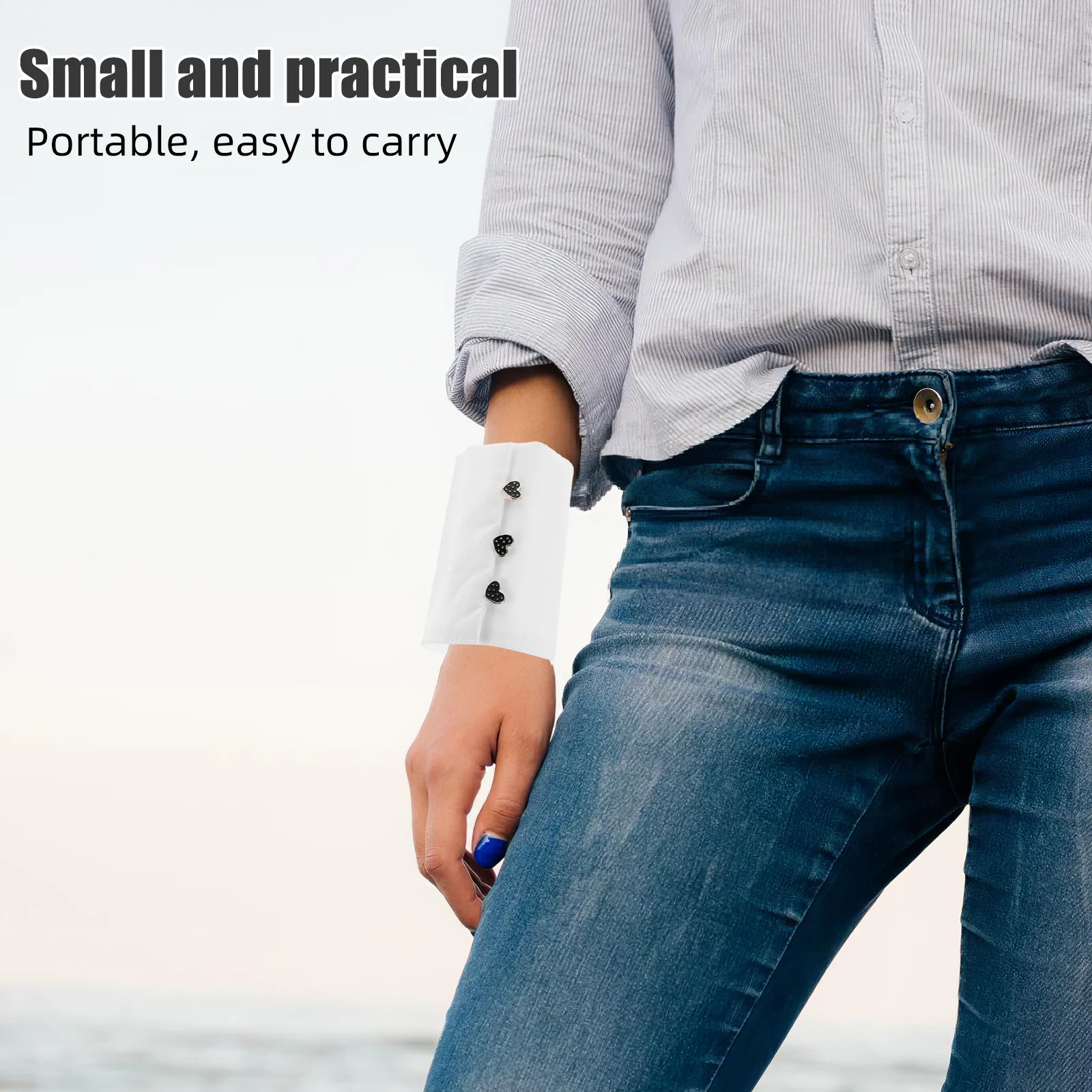 1 زوج انفصال كم وهمية قميص الأصفاد للنساء الأبيض الذراع الأصفاد القلب زر ديكور مكتب ارتداء الموضة الطبقات نظرة #6