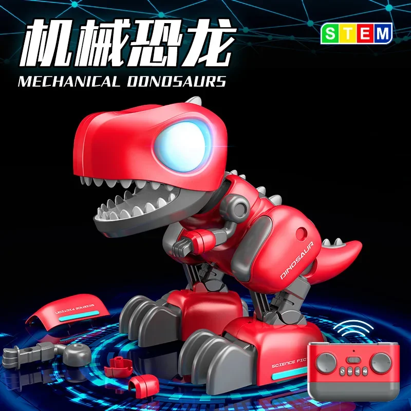 DIY Dinosaur toy Music dance drift Science and educational toys for children LED lighting dinosaur simulates sound Boy gift
