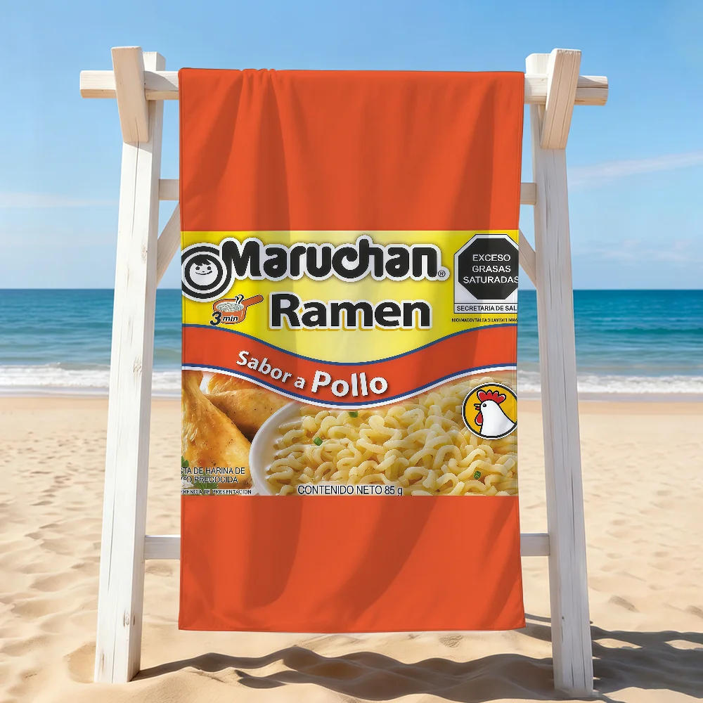 Toalla de baño con estampado de moda M-Marucha Ramen, aplicable para natación ligera, camping, yoga, playa