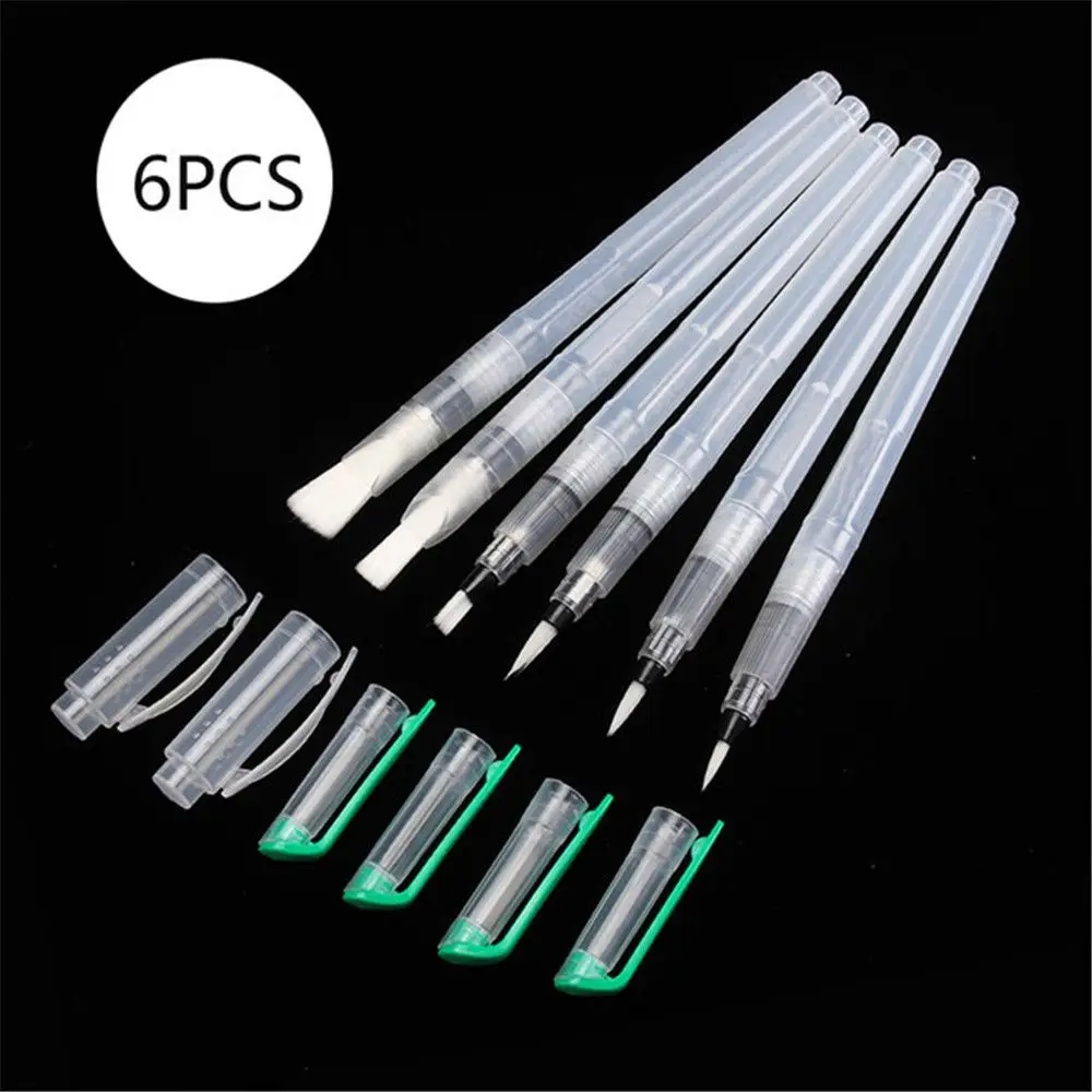6Pcs/Set Portable Pencil Water Storage Pen Soft Watercolor Brush Paint Brush Water Color Pen Ink Pen