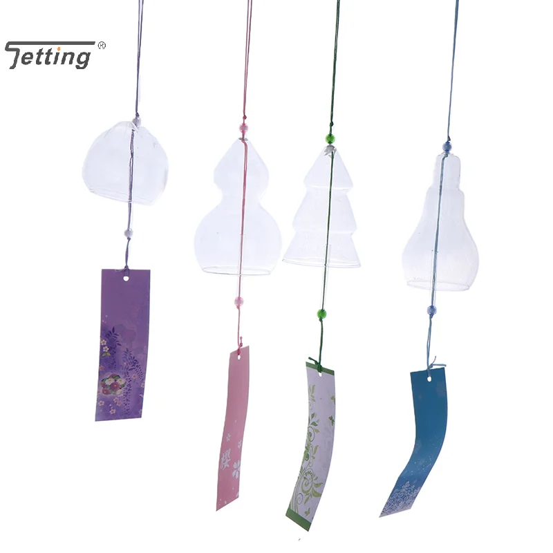 1Pcs Transparent Glass Wind Chimes WIndows Wind Bell Hanging Outdoor Garden Decor Garden Chimes Japanese Room Decor DIY Crafts