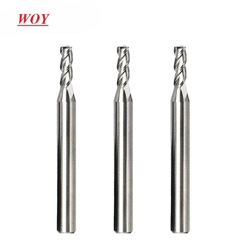 

WOY HRC55 3-Flute Flat End Mill High Gloss Tungsten Steel Carbide For Aluminum CNC Mechanical 6-Shank Milling Cutter Tools