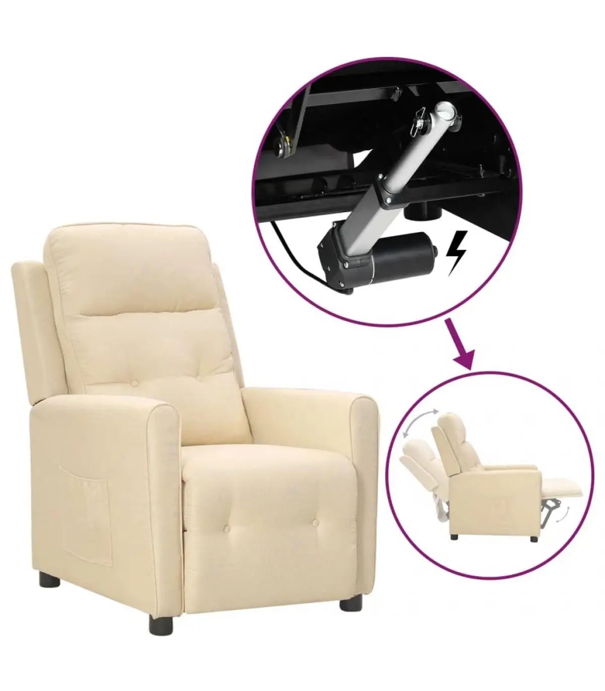 Recliner chairs stand up cream cloth people