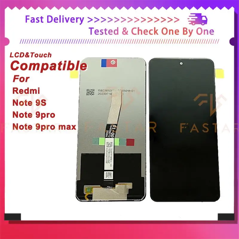 

6.67"Original For Xiaomi Redmi Note 9S /Note 9 pro /max LCD Display Touch Digitizer Assembly Replacement Phone Screen Note9S lcd