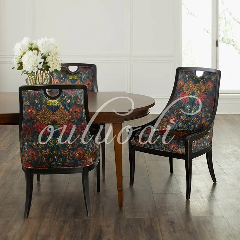 American printed single chair small apartment master bedroom dresser makeup chair