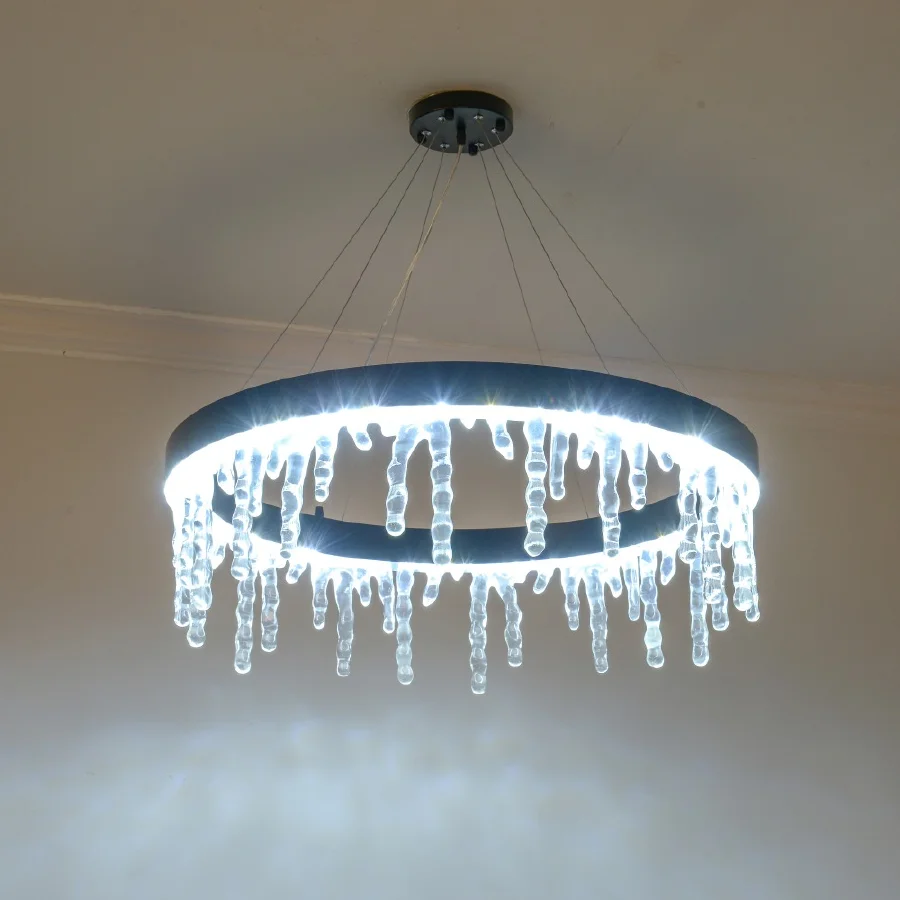 

Modern Art Light Fixtures Hanging Lamp Black Chandelier icicle string lights led Icicle Lamps for Hotel living room bedroom