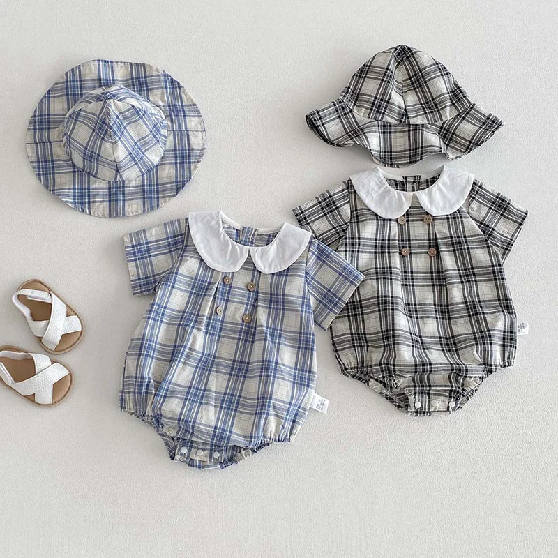 

Новинка 2026 года: летний комплект для новорожденных девочек (0-24 месяца) – комбинезон с коротким рукавом и шапочка, хлопок, сетка.