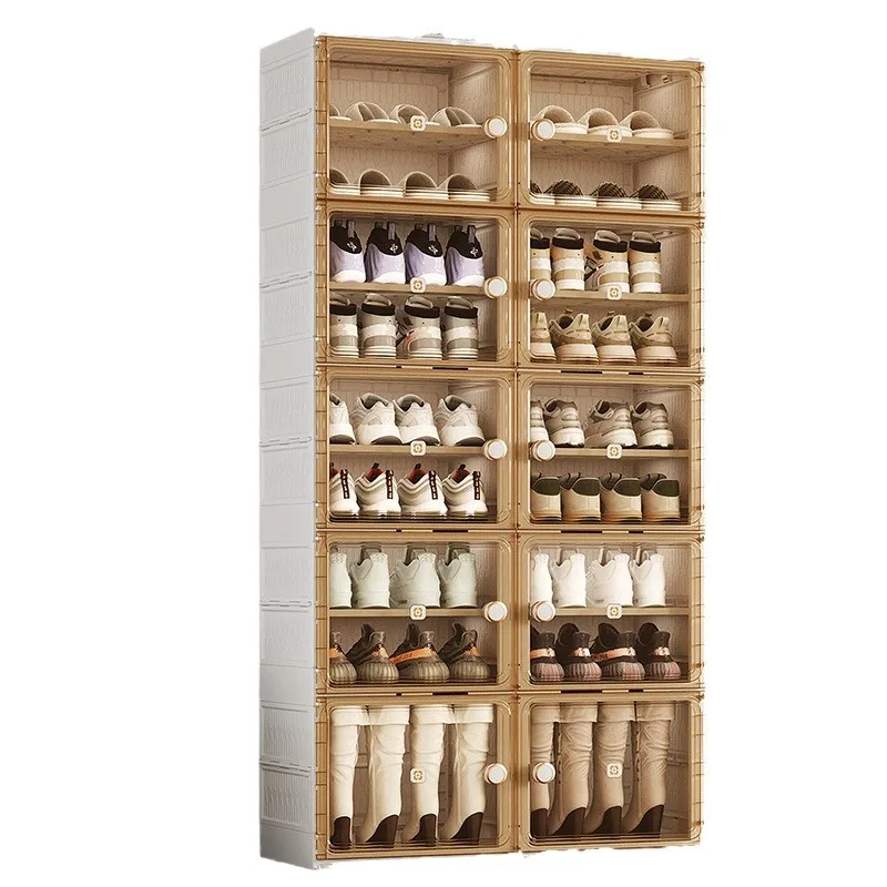 HM9 Integrated shoe cabinet free installation household shoes boots large capacity shoe rack magnetic door dustproof shoe cabine