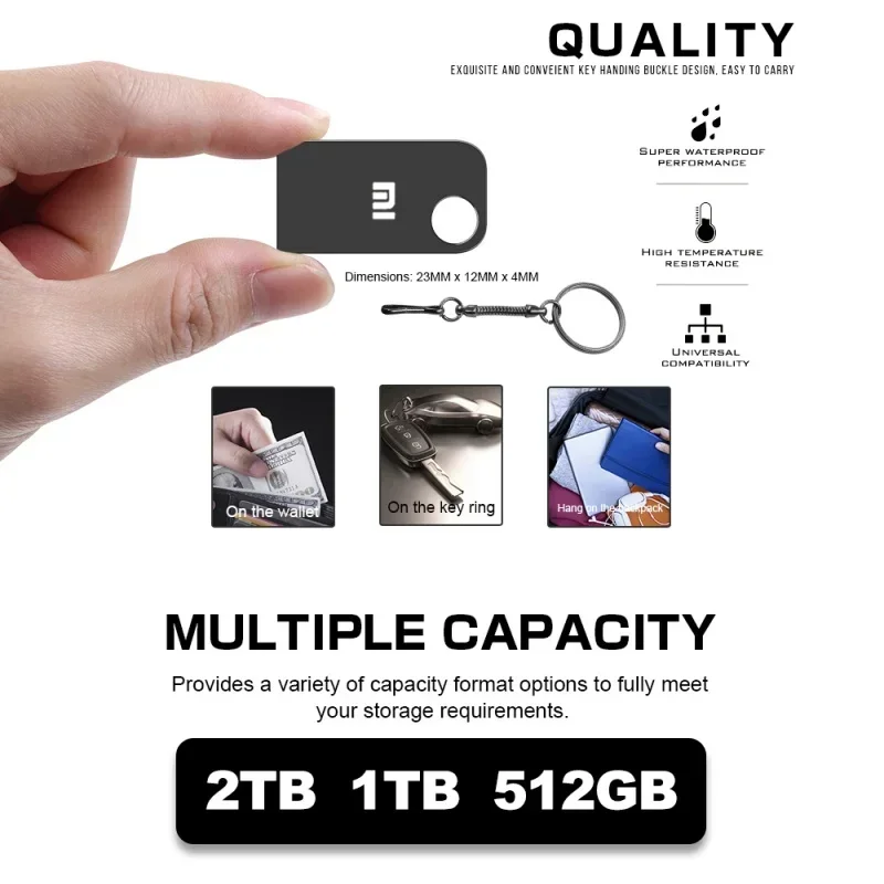 New Xiaomi Mini U Disk Portable USB Memory 2TB 1TB 512GB Flash Drives Metal USB3.0 High Speed Waterproof Pen Drive Stick