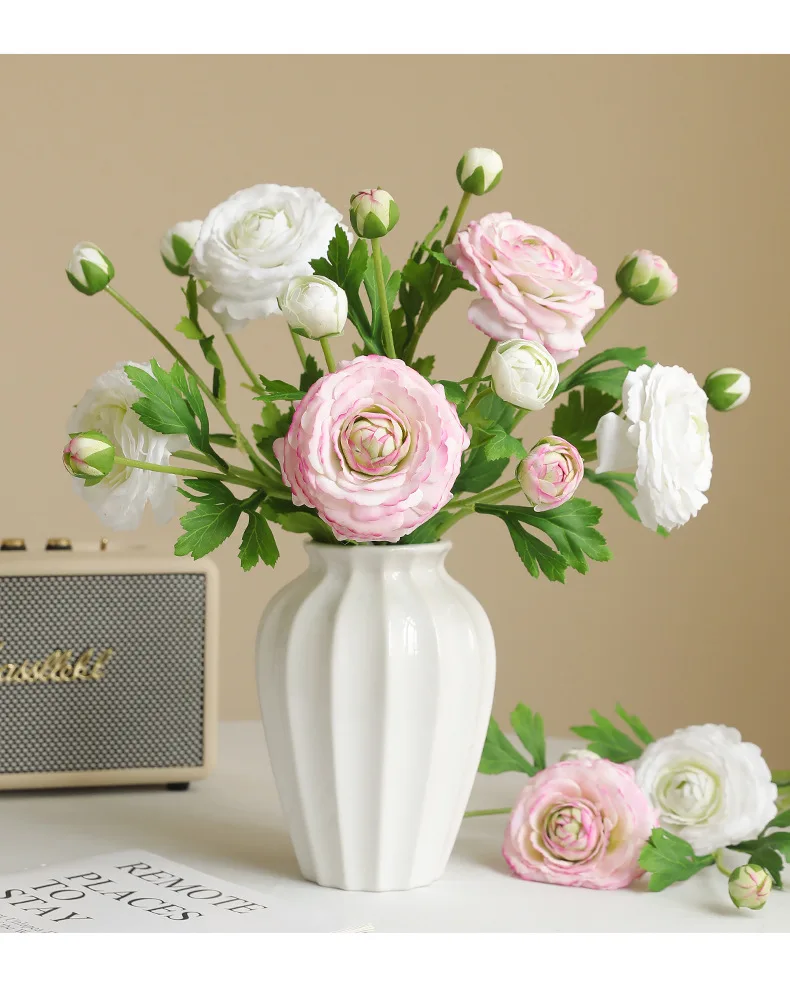 5 Stück Feuchtigkeitsspendende 3-köpfige Künstliche Blumen aus Tau-Lotus und Pfingstrose mit Echtem Touch Luxuriöse Tischdekoration für Zuhause Künstliche Blumen Hochzeitsdekoration – Detail 8