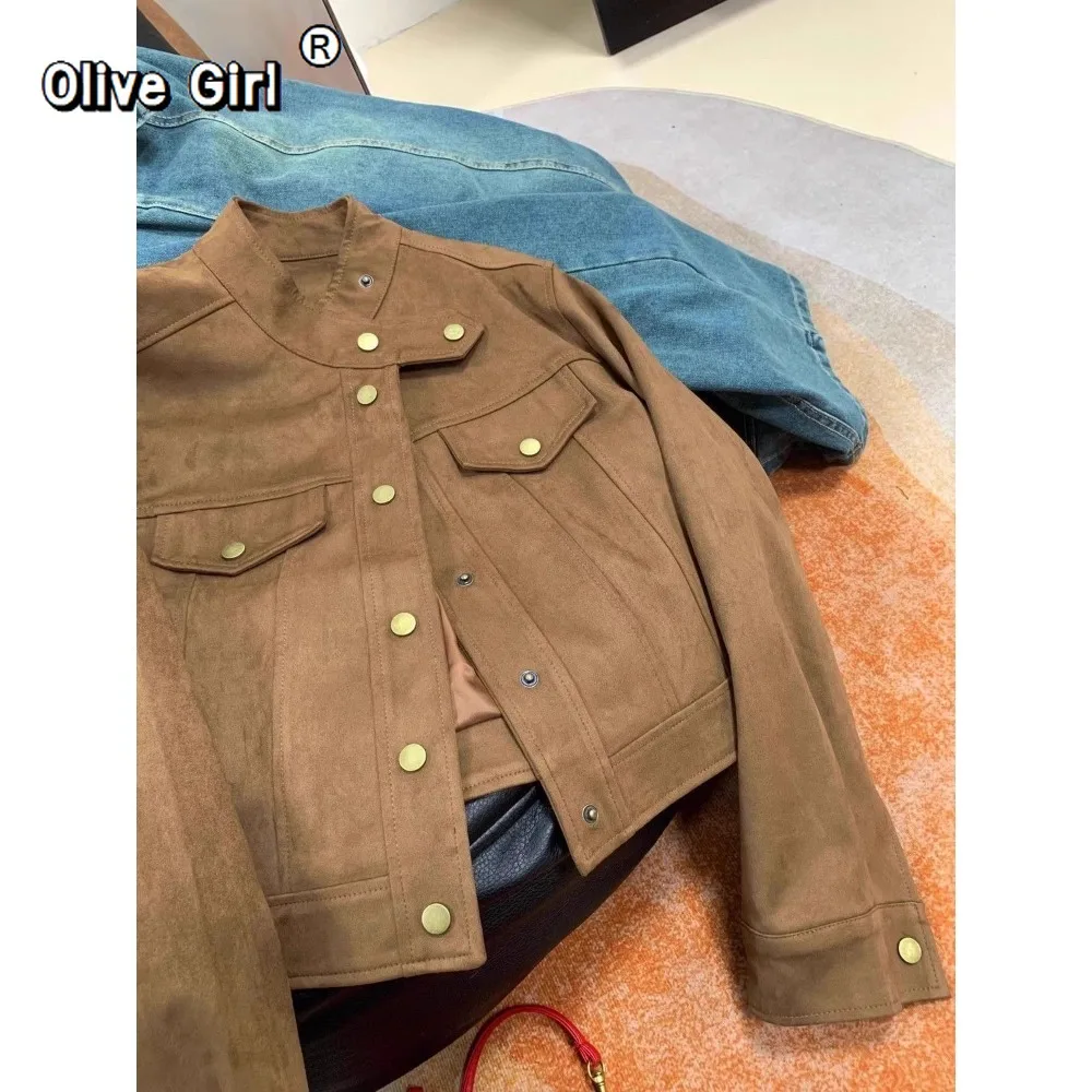 Olivegirl Fragrant Maillard Leather Jacket Female Spring Coat Fashion Women's Clothing Advanced Sense Sweet Cool Suede Jacket