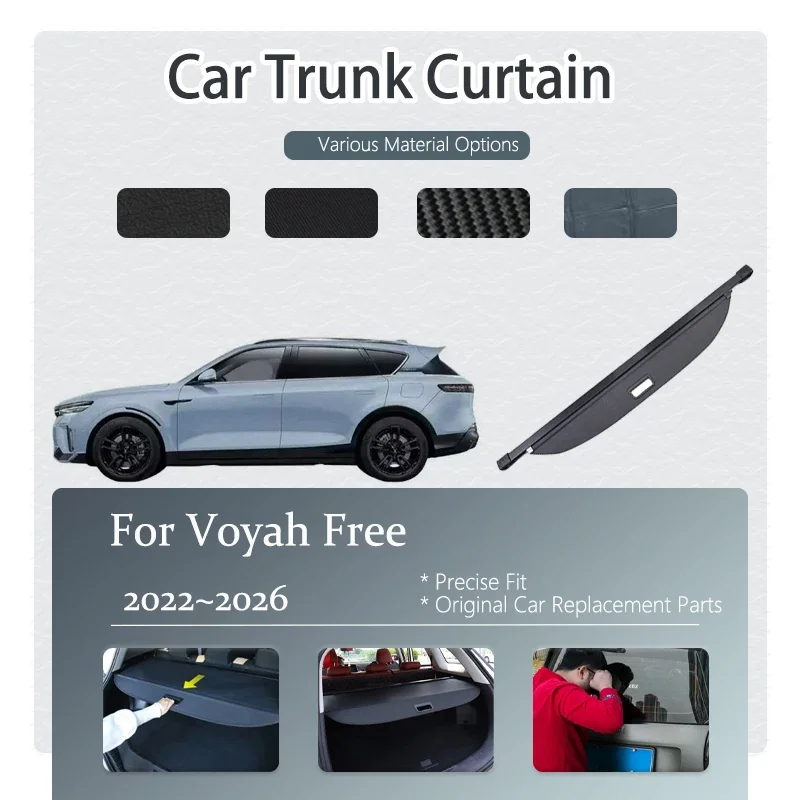 

Car Rear Trunk Curtain Cover For Voyah Free 2022~2026 Retractable Storage Luggage Rack Partition Pad Cargo Liner Car Accessories