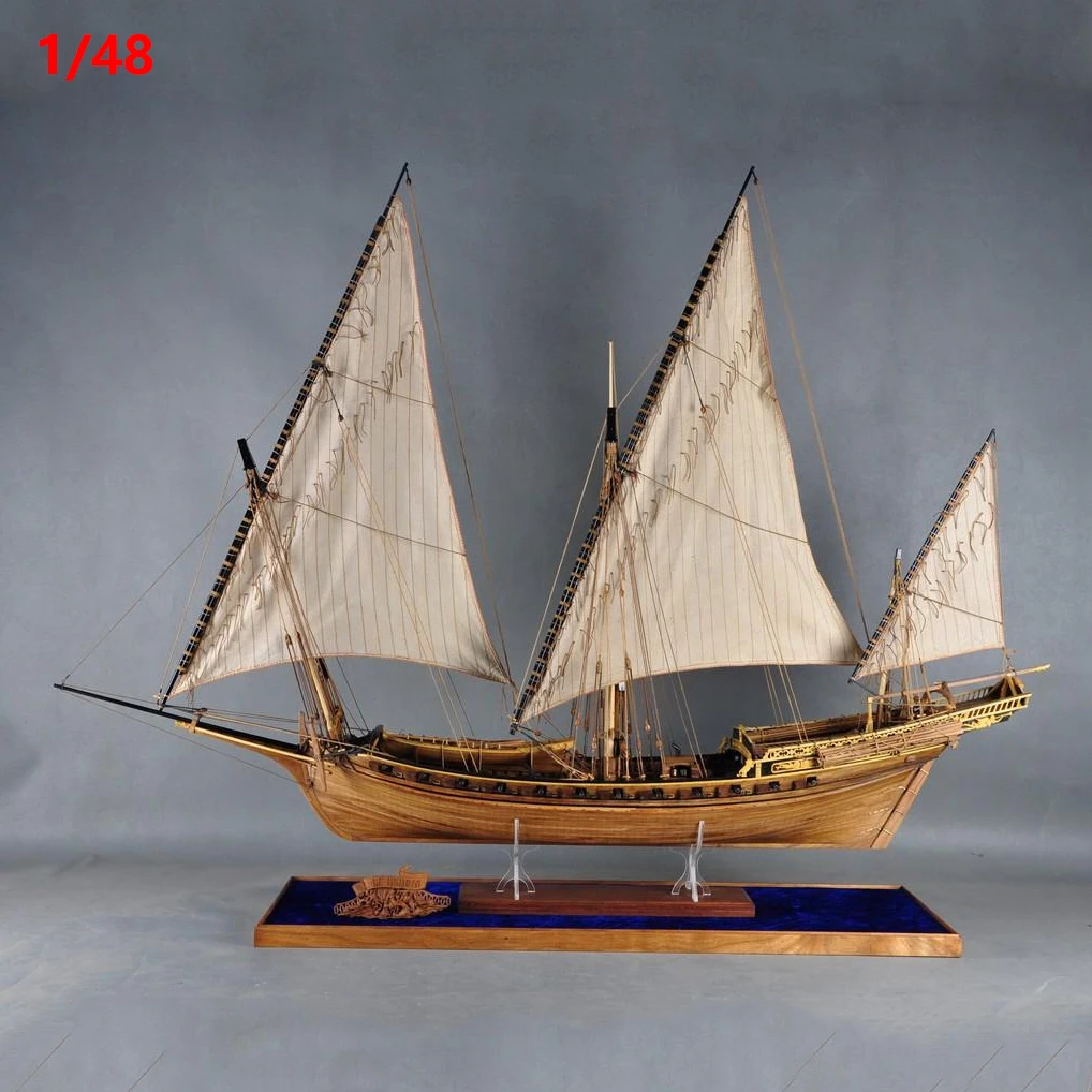 

Sailing Model 1/48 Full Solid Wood Carving Full Rib Shark DIY Simulation Wooden Ship Model Kit Assembly