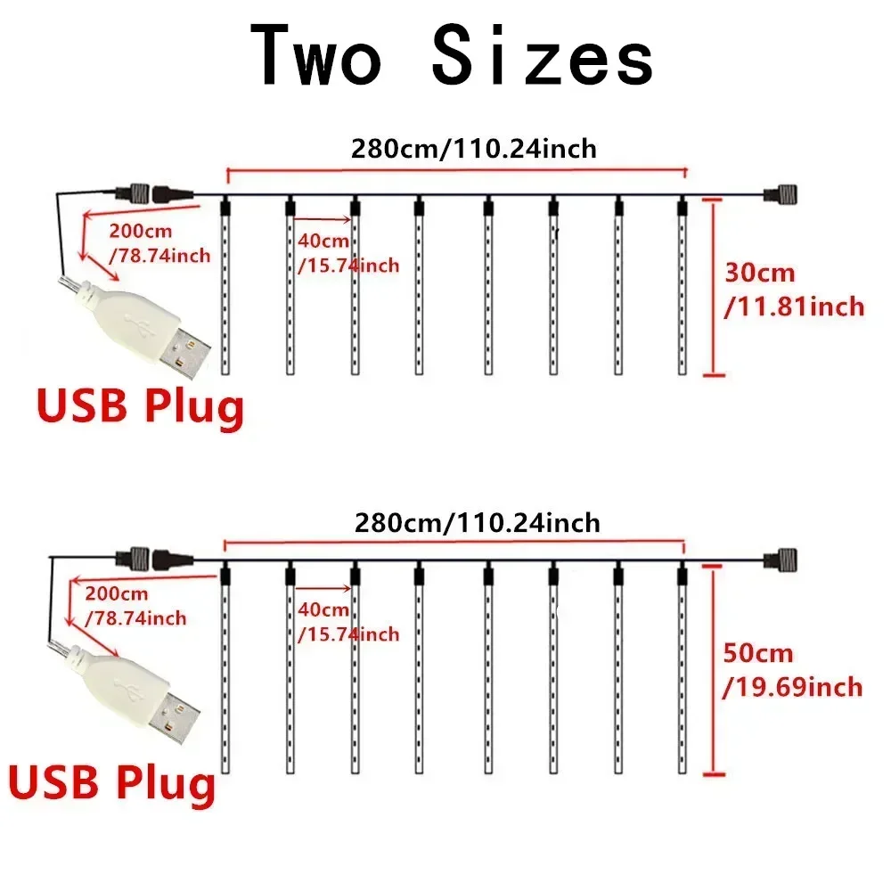 8 أنابيب النيزك دش المطر أضواء USB Powere مقاوم للماء 30 سنتيمتر LED سلسلة أضواء أضواء ديكور حديقة شجرة حفل زفاف الديكور