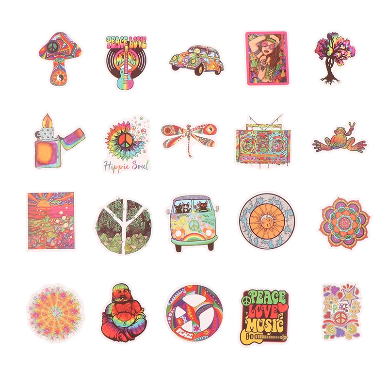 50pcs Psychedelic Hippie Art Sticker Classic Toy For Skateboard Fridge Laptop Decoration