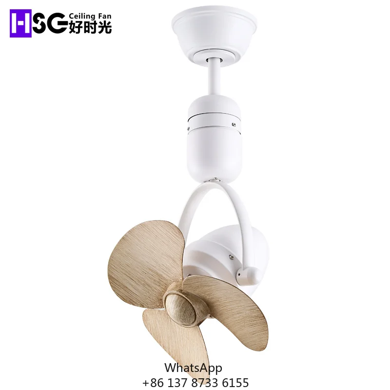 Modern Decorative 12 Inch Oscillating Ceiling Fan Wood Color Wall Mounted Remote Control Electric Power For Household Use