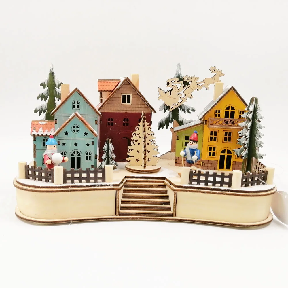 

Laser Cut Wooden Christmas Village Scene Hand-Crafted Christmas House Decorations