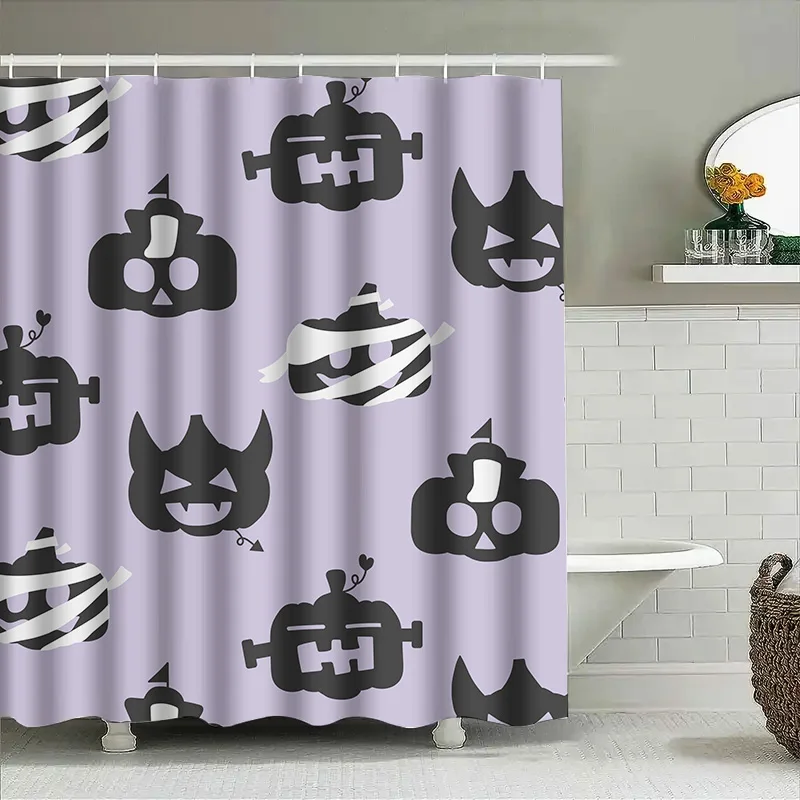 

Tuniu Хэллоуин летучая мышь занавеска для душа жуткий милый черный занавеска для ванной комнаты с принтом летучих мышей для детей-подростков и девочек