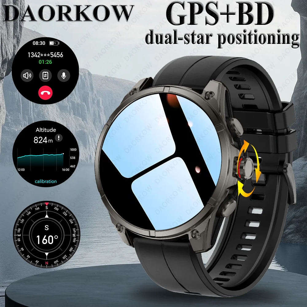 

Новинка 2025 года для Xiaomi, встроенные двухдиапазонные мужские умные часы с GPS, Bluetooth-выклик, фитнес, 5 атм, водонепроницаемый, военный, спортивный, умный браслет