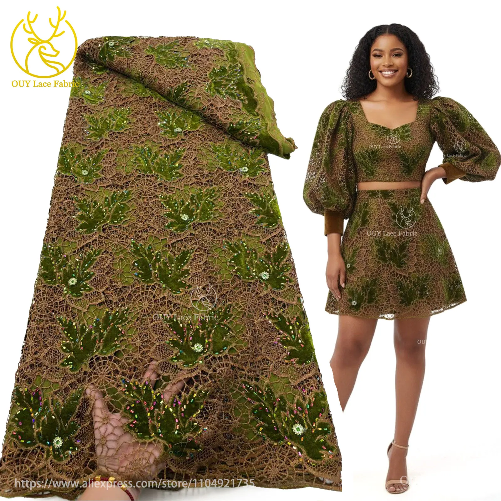 럭셔리 벨벳 크리스탈 아프리카 레이스 원단 2025 고품질 나이지리아 로프 레이스 원단 소녀들 저녁 파티 드레스 재봉용