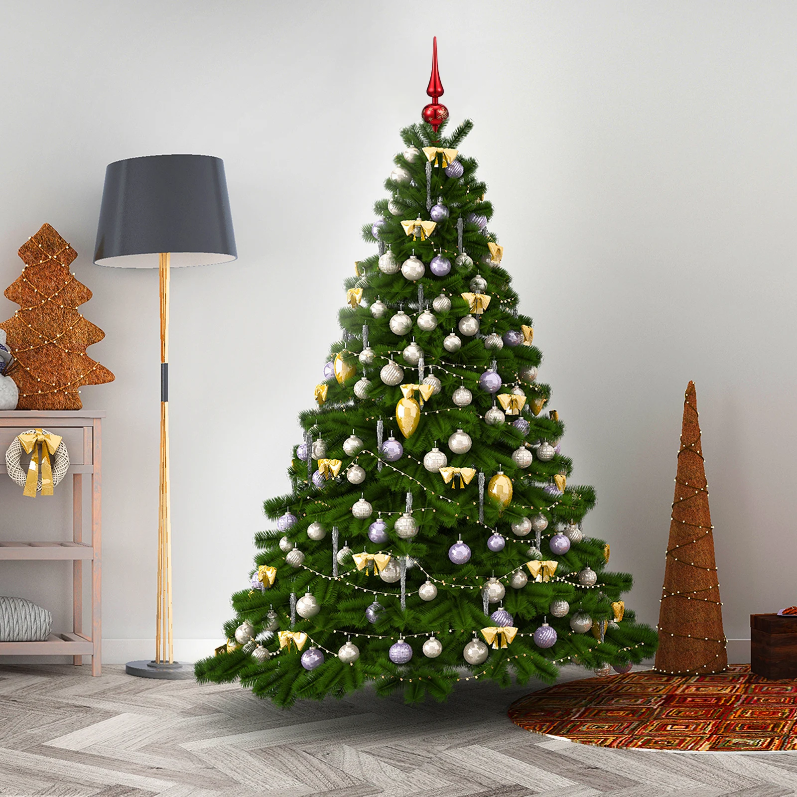 

3Pcs Christmas Tree Topper Star Hat Decorative Ornament Christmas Tree Decor Xmas Holiday Decoration Xmas Decor