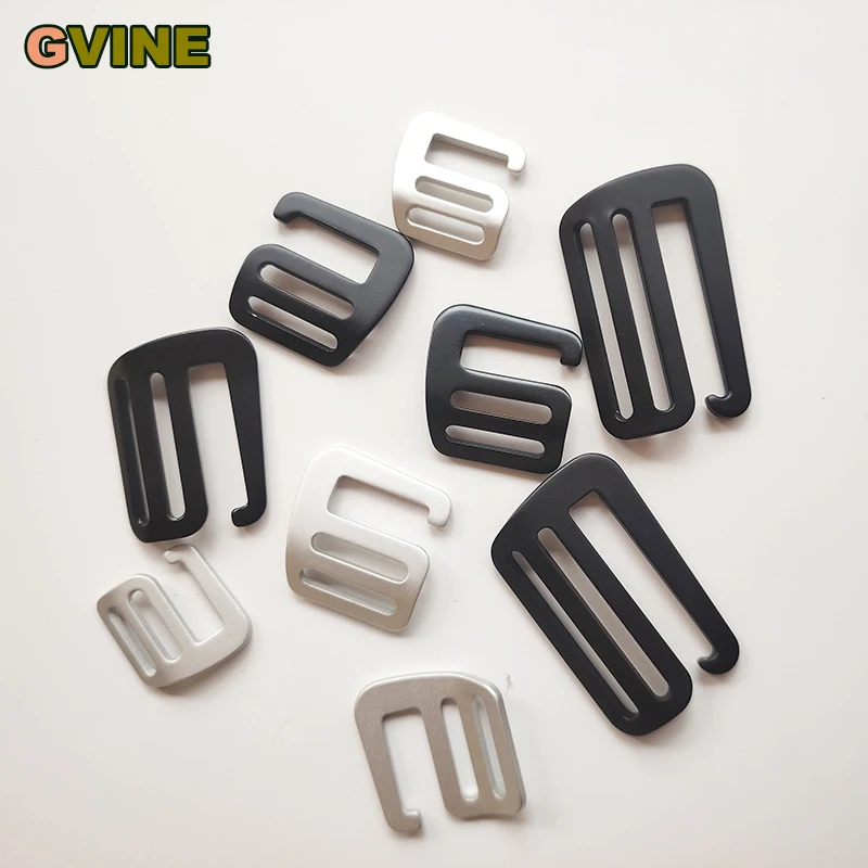 2Pcs 20/25/38/50mm Aluminum G Hook Buckles Metal Curved Tri-Gilde Slider Adjust Buckle for Backpack Bags Hardware Strap Clasp