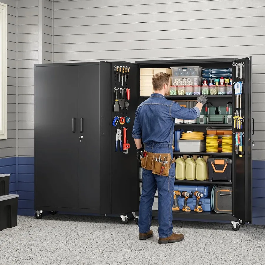Metal Garage Storage Cabinet with Locking Doors and Adjustable Shelves, - 71