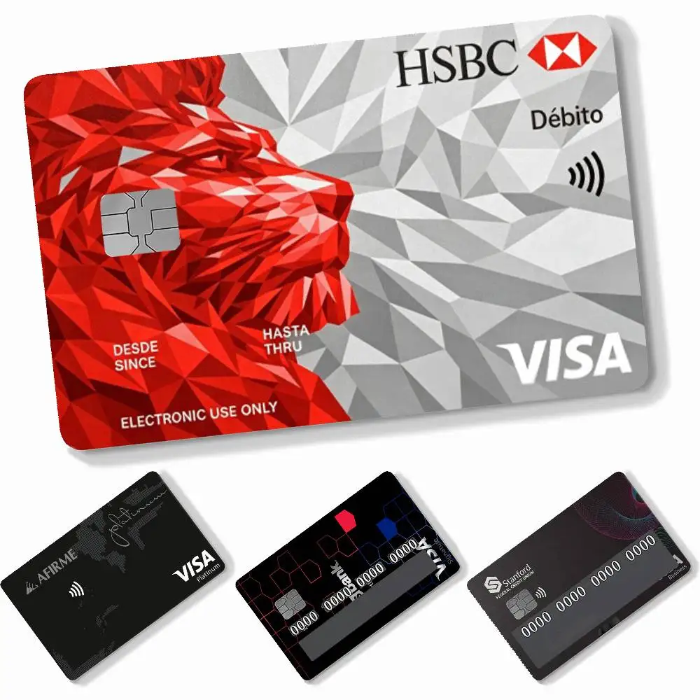 Fashion V-VISA-A 4pcs Credit Card Skin Stickers Suitable for Bank Debit Subway Bus Transit Pass Decorative Cover
