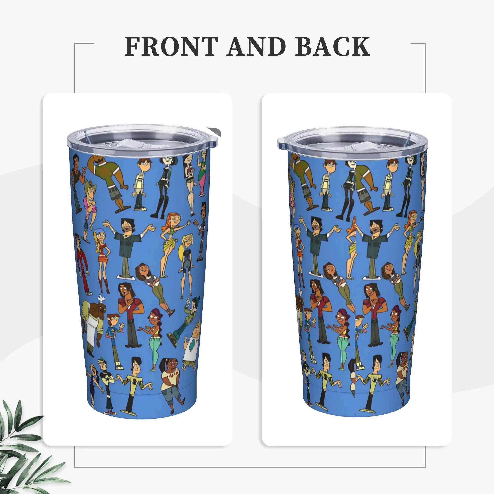 Totals Dramas Cartoon Insulated Tumbler with Lid  Vacuum Thermal Mug Outdoor Travel Car Bottle Cup, 20oz