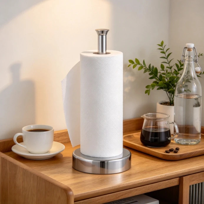 Stainless Steel Kitchen Paper Towel Holder, Rose Gold Bathroom Napkin Rack, Household Storage Accessory