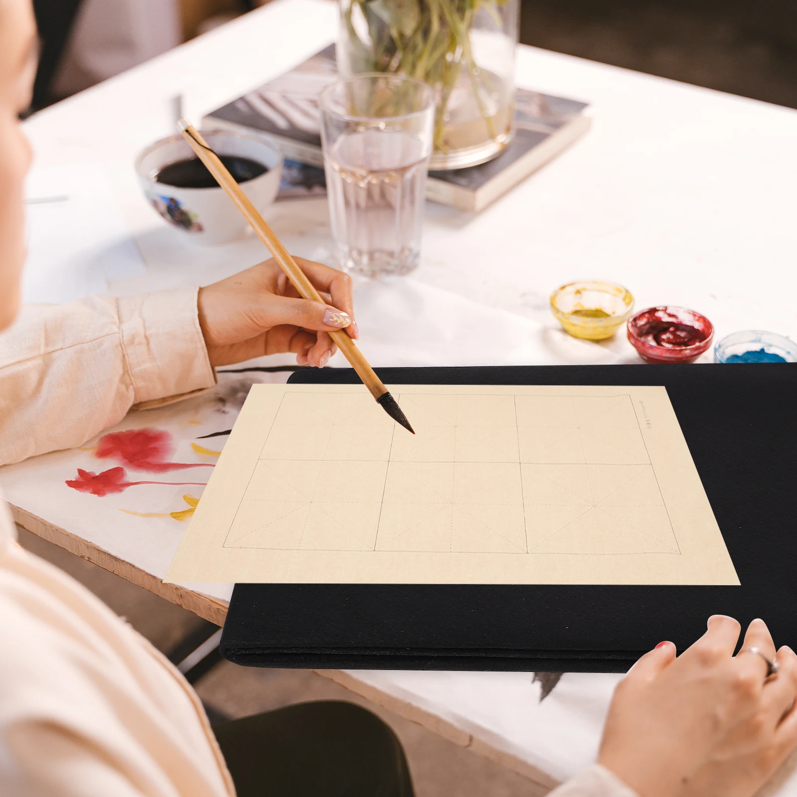 

Premium Wool Felt Pad Calligraphy Mat Ink Absorbing Drawing Desk Pad Anti Slip Painting Mat for Artists and Calligraphers Grey