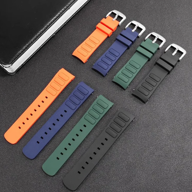 

Original Curved Men Rubber Watch Strap For Mido New Multifort TV M049.526 Sport WatchBand Quick release Green blue Silicone band