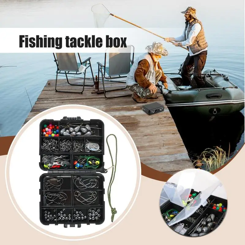 

Fishing Gear Set 246 Pieces Waterproof Tackle Box Fish Kit With Hooks Weights Swivel Fish Supplies Beads Fishing Equipment For