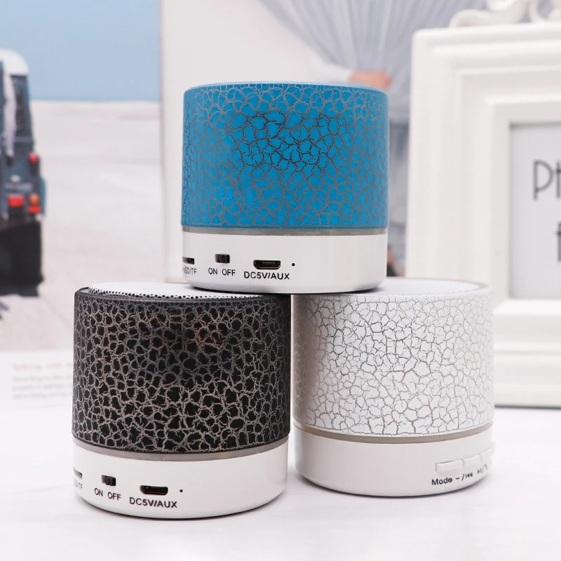 Minialtavoz inalámbrico con Bluetooth, altavoz ligero con grietas coloridas, LED, tarjeta TF, USB, Subwoofer, columna de sonido de música MP3 portátil para teléfono